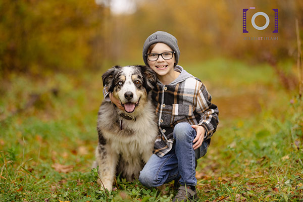 Photographe enfant et chien nature