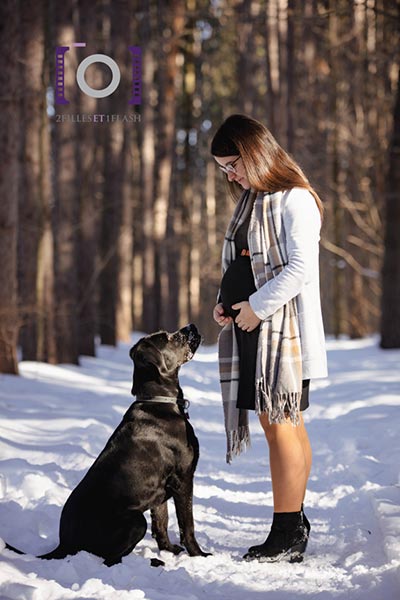 photographe-exterieur-lanaudiere-maternite-hiver-exterieur-animal
